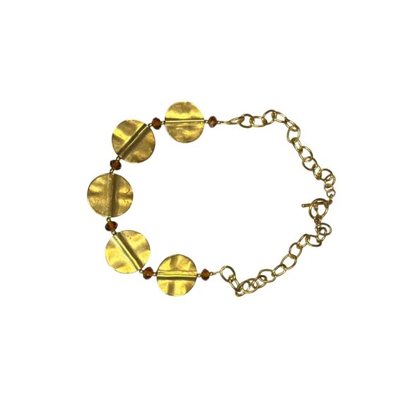 Goldtone Disk Choker Necklace Round Layered Boho Jewelry Vintage Style - Picture 4 of 7